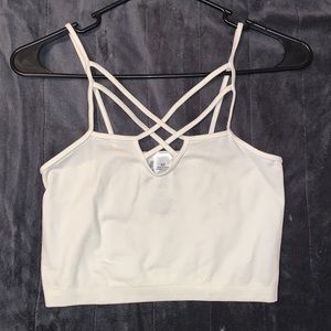 Strappy front white crop top